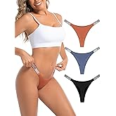 Aogda Thong Women's Underwear Sexy Panties Shine Strap G-String Thongs 3 Pack