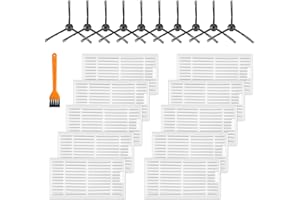 ilovelife Replacement Filter & Brush Accessories Compatible with ILIFE V3s, V3s pro, V5s, V5s pro Robot Vacuum Cleaner, 10 Filters + 10 Side Brushes