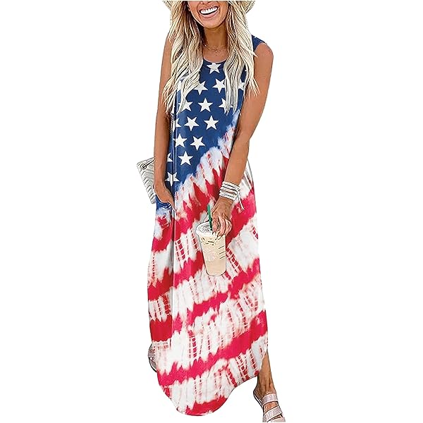 Amazon.com: LLHXRUI American Flag Maxi Dress for Women 4th of July Patriotic  Long Tank Dress Casual Loose Pocket Dresses (Small, As Shown) : Clothing,  Shoes & Jewelry