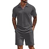 COOFANDY Mens Tracksuit Casual 2 Piece Quarter Zip Polo Shirt and Shorts Set Athletic Jogging Sports Outfits