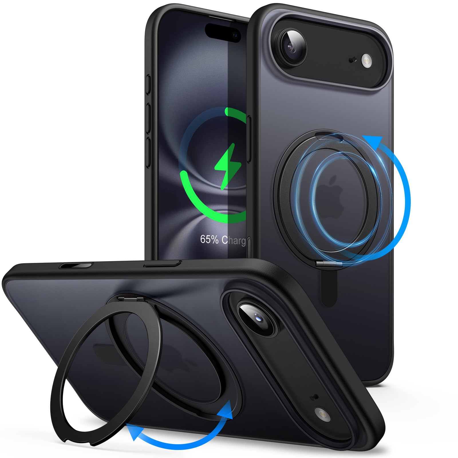 360° Rotatable Ring Case for iPhone 17 Air 6.5-Inch, Compatible with MagSafe