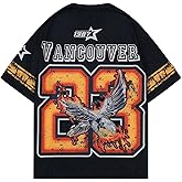 WDIRARA Men's Eagle Letter Graphic Street T Shirt Oversized Short Sleeve Crewneck Tee Top