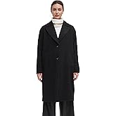 IKAZZ Women's Warm Trench Coat, Long Winter Fall Classic Notch Lapel Single-Breasted Peacoat Casual Overcoat