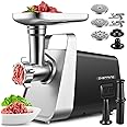 CHEFFANO Meat Grinder Electric, 350W[2000W Max] Electric Meat Grinder, Molino De Carne, Meat Mincer with Stainless Steel 2 Blades and 3 Plates, Sausage Staff Maker & Kubbe Kit for Home Kitchen Use