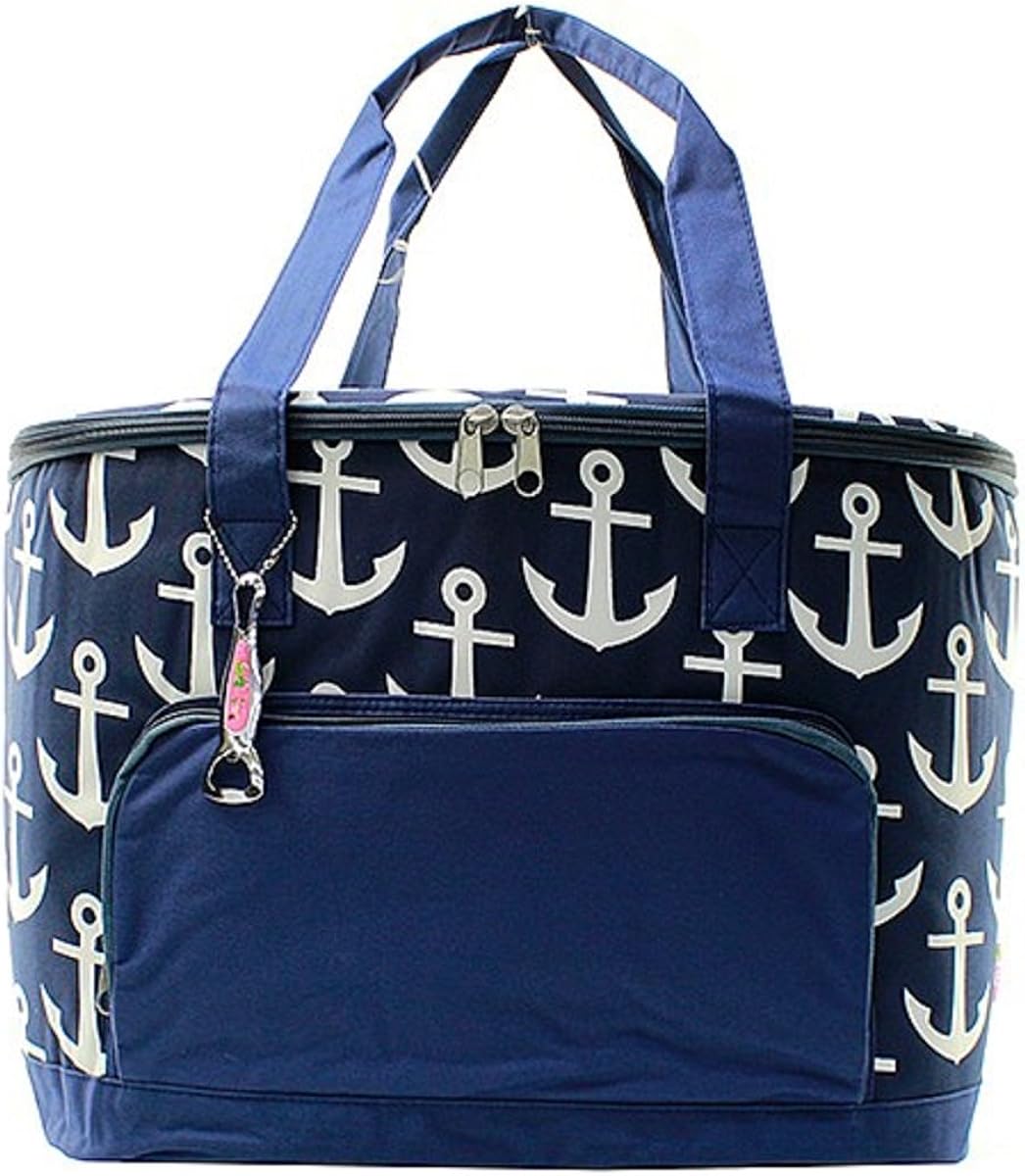 Nautical Anchor Print Canvas Large Insulated Cooler Bag