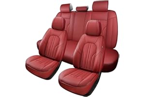 MINGBRON Red Car Seat Covers,Leather Car Seat Cover, Waterproof Seat Covers Full Set, Fit RAV4 Accord Altima Rogue CX5 CRV Wine Red