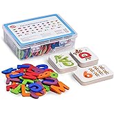 LiKee Alphabet Flash Cards Wooden Letter Puzzle ABC Sight Words Matching Games Counting Board Preschool Educational Montessori Toys for Toddlers Boys Girls 3+ Years (36 Cards&amp; 37 Wood Pieces)