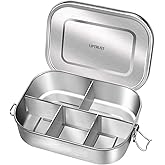 UPTRUST Stainless Steel Bento Lunch Food Box Container, 5-Compartment Large 1400ML Metal Bento Lunch Box Container for Kids or Adults with Lockable Clips to Leak Proof