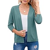 Bettysays Women's 3/4 Sleeve Open Front Cropped Cardigan Sweater Elegant Shrugs for Women