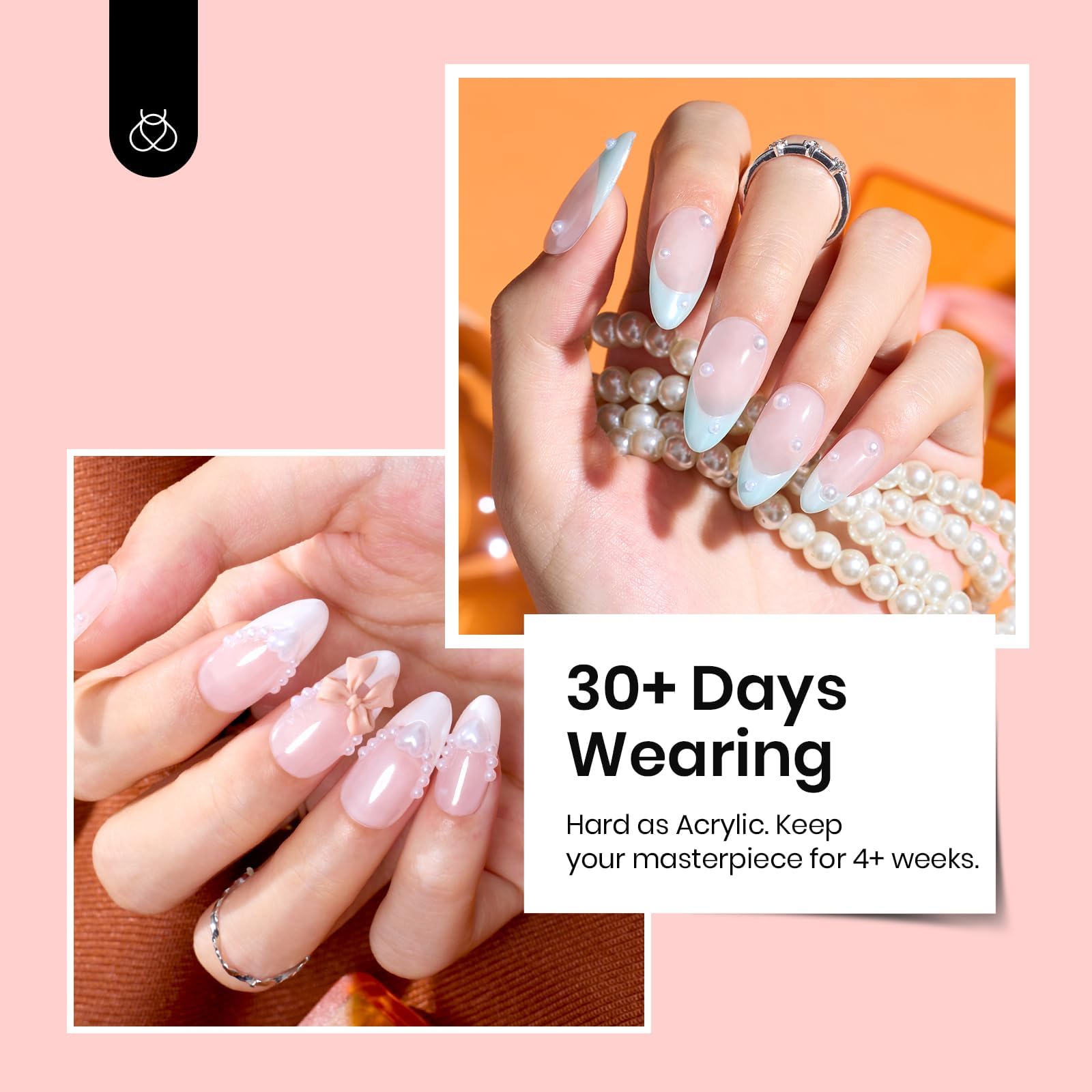 Beetles Builder Gel for Nails-10 in 1 30g *3 Colors Builder Gel Nail Kit Nail Extension Clear Nude Pink Hard Gel Sculpted Gel with Base Top Coat Nail Forms Nail Pen Nail Art Manicurist Gift for Women - Image 6