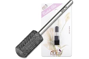 PANA 3/32" Large Smooth Round Top Safety Carbide Nail Drill Bit for Gel Polish & Acrylic Removal Nail Salon Manicure Pedicure Electric File Tools (Large Barrel - DLC Black, Medium)