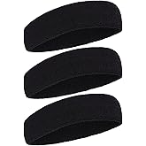 Sweatbands Sports Headband for Men and Women Terry Cloth Moisture Wicking Sports Sweatband for Basketball, Running, Working Out, Football, Cycling