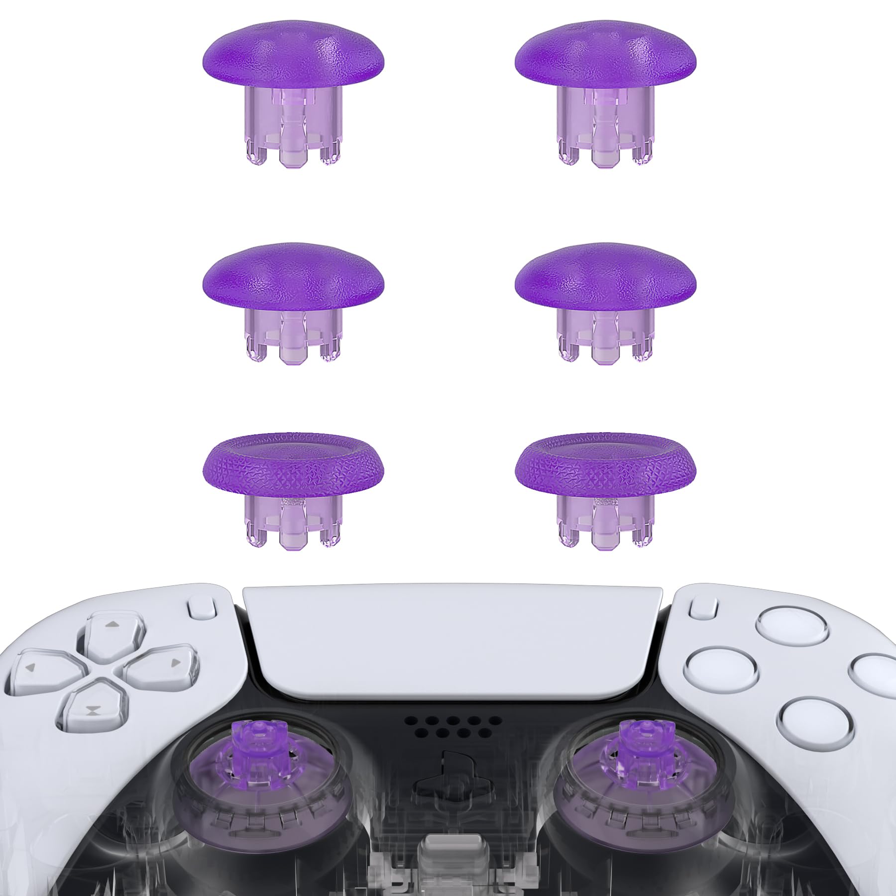 eXtremeRate Edge Sticks Swappable Thumbsticks for PS5 Controller, Custom Clear Atomic Purple Replacement Interchangeable Analog Stick Joystick for PS5, for PS4 All Model Controllers Universal