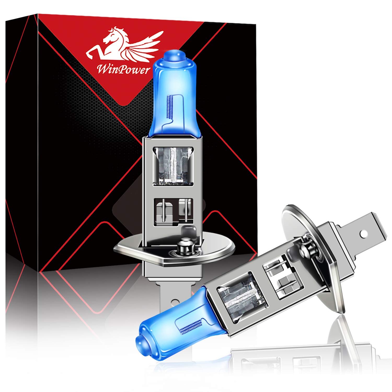 WinPower H1/ P14.5s 100W Halogen Headlight Bulbs 5000K Warm White High/Low Beam Lamp 12V Auto Car Fog light Sidelight Bulb, 2 Pieces