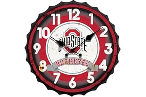 Hanna's Handiworks Ohio State University NCAA Bottle Cap Clock Vintage Metal Wall Art – Show Your Buckeyes School Spirit in Your Man Cave, Dorm, Bedroom, College Apartment with OSU Fan Décor