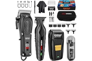 HIENA PRO Professional Hair Clipper Set for Men, Cordless Barber Clippers Set and Trimmer Kit, Electric Beard Trimmer & Nose Trimmer Kit, Foil Shaver & Men's Facial Grooming Tool Kit, Gifts for Men