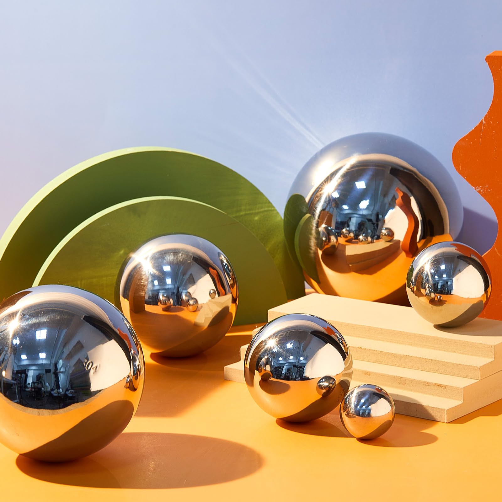 Shappy 6 Pcs Sensory Reflective Balls Stainless Steel Gazing Mirror Balls for Back to School Color Image Reflection Bedroom Ornaments (1.5,2.5,3,3.9,4.7,5.9 Inch)
