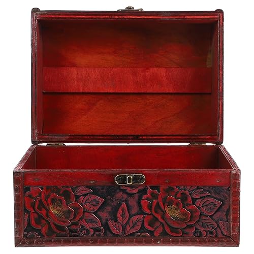 4pcs Retro Wooden Treasure Chest Jewelry Container Wood Jewelry
