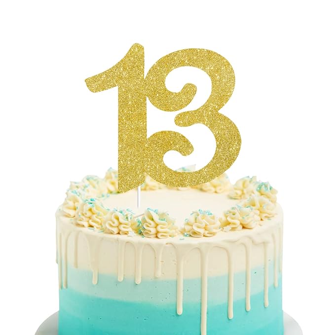 Decorations Figurines 13th Birthday Cake Topper Personalised Custom Gold Parti Tout Nom Paillettes 14 15 Figurines De Gateau