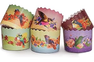 12oz Panettone Paper Mold Large Murals - 12pcs, H 3.54″x4.11″ W (9cm x11cm) Kulich Mold - Round Panettone Paper Baking Molds 