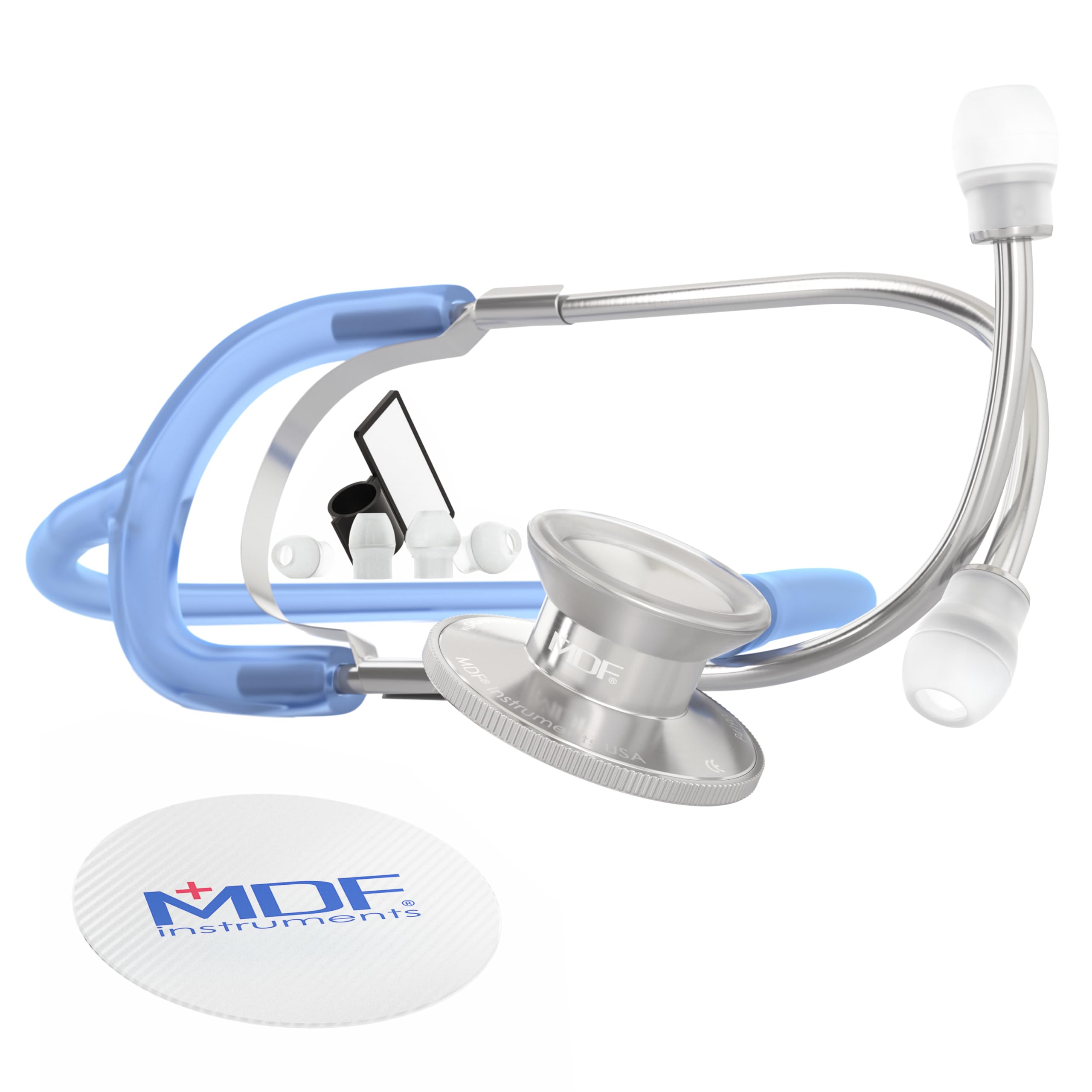 MDF Instruments, Dual Head Lightweight Stethoscope, Translucent Blue (Icicle), MDF747-IIC