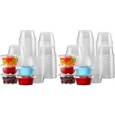 VITEVER 130 sets - 2 oz Jello Shot Cups, Small Plastic Containers with Lids, Airtight and Stackable Portion Cups, Salad Dressing Container, Dipping Sauce Cups, Condiment Cups