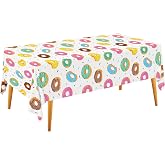 Gatherfun Donut Party Supplies: 2-Pack Donut Birthday Party Decorations,Disposable Plastic Tablecloth, Ideal Table Cover for Two Sweet Birthday, Baby Shower &amp; Themed Parties, 54 x 108 Inch