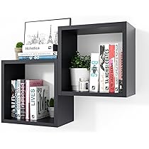 Amazon.com: Kaboon Cube Shelves Set2, Black Display Shelves Wall  