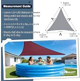 HEYOMART 3x3x3m Sun Shade Sail Waterproof Triangle Canopy Red 98% UV view 3