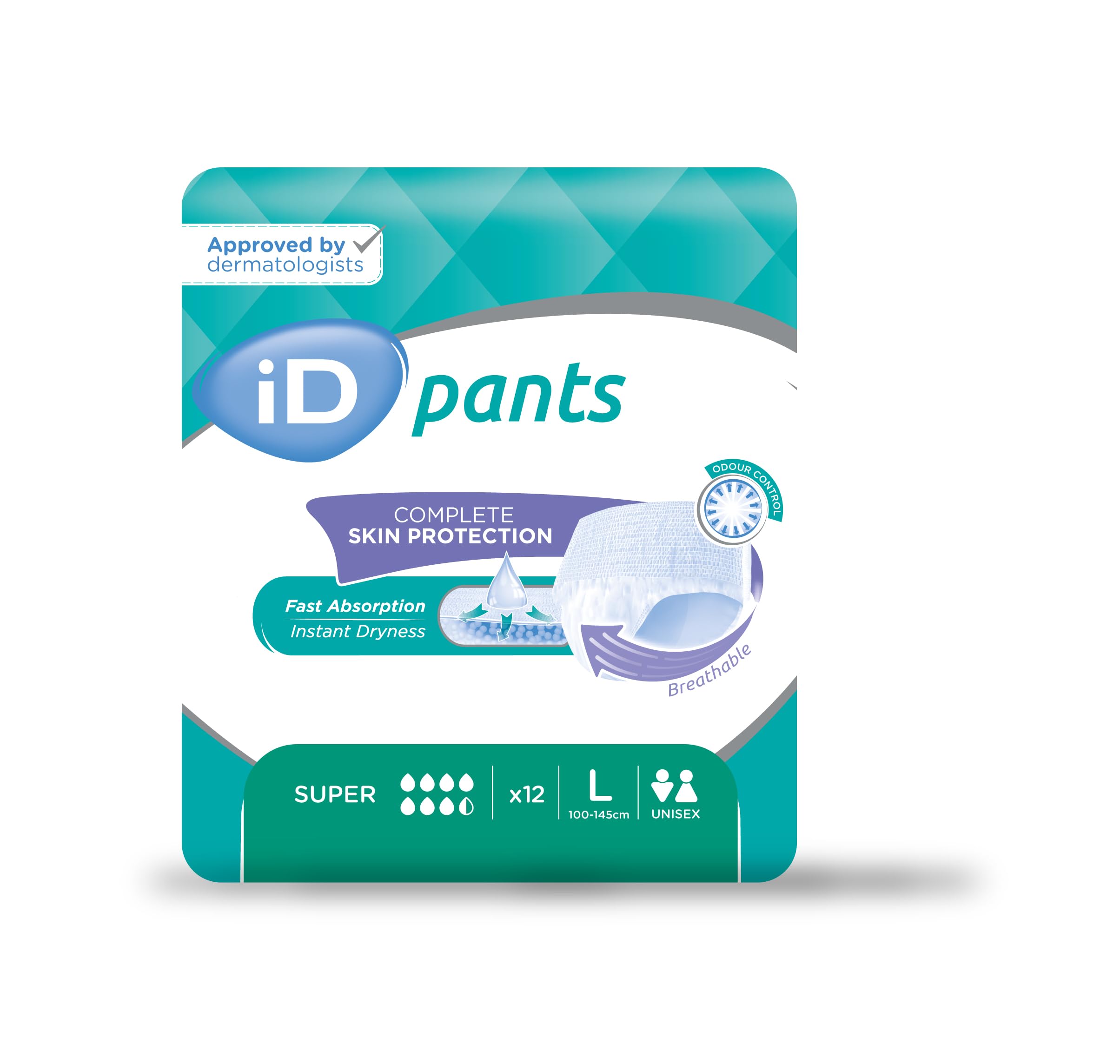 ID Expert Disposable Super Incontinence Pants, Large, 100-145 cm, 1950 ml, Anti-Leakage Protection, Maximum Discretion, Fast Absorption, Odour Control, Unisex, pack of 12 pads โ image 1