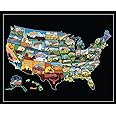 Gunjovi Scratch Off Map Of United States, USA State Scratch Sticker, Travel Map Gift Adventure Wall Poster For Kids Adults (States)