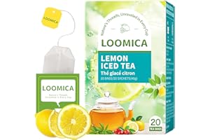 LOOMICA Lemon Iced Tea, Refreshing & Citrusy, Herbal Citrus Blend for Summer, Caffeine-Free, Naturally Sweetened, No Artificial Sugar Added, Idea for Hot or Iced, 20 Counts