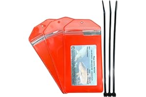 STUART PROMOTIONAL PRODUCTS 3-Pack Waterproof Hunting & Fishing License Holders – Fluorescent Orange, Clear Zip-Top, Includes Zip Ties, 2 7/8" × 4 3/4" Window – Made in USA