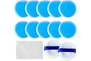 UPEOXT 10 Reusable Gel Ice Packs with 2 Soft Covers and 1 Zipper Bags, Small Round Hot Cold Compress, Face Eye Relief, Heat T