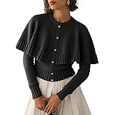 Saodimallsu Womens Cropped Cardigan Sweater Long Sleeve Fall Knit Cape Sweaters Button Up Trendy Outfits 2025 Black