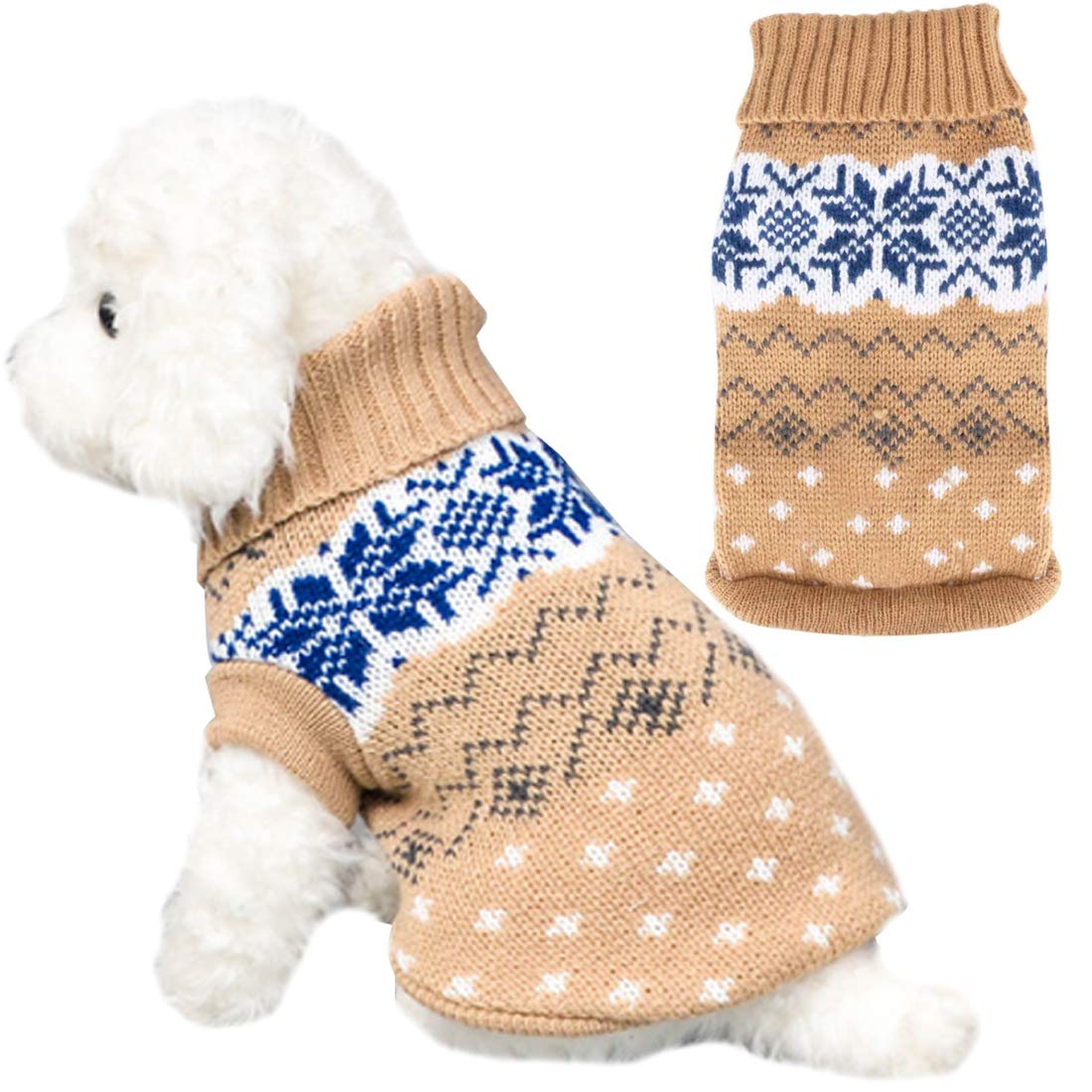 YUESEN Pet Dog Cat Warm Jumper Sweater Dog Sweater Vest Warm Coat, Dog Sweater Coat, Warm Pet Winter Clothes Outfits for Dogs Cats, L