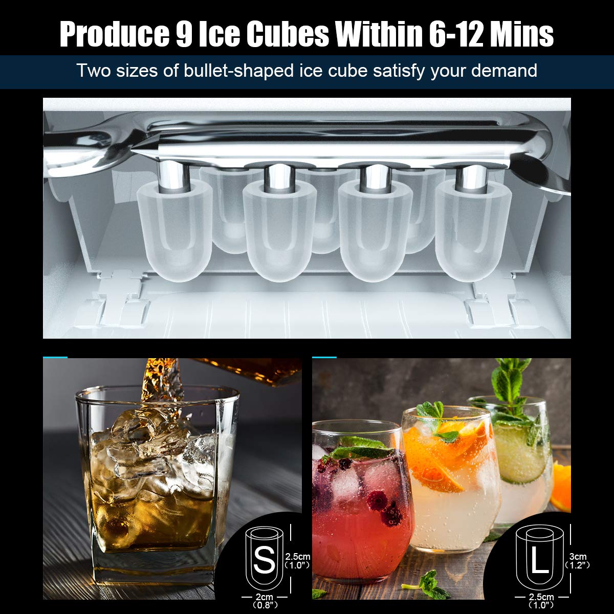 COSTWAY 2 in 1 Countertop Ice Maker with Builtin Water Dispenser