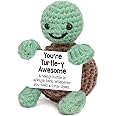 Funny Positive Crochet Turtle Gift, Cute Emotional Support Animal Plush, Motivational Gifts for Women, Men, Boyfriend, Annive