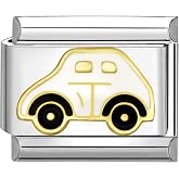 UNY JEWEL Italian Charm 9mm Stainless Steel Car Design Modular Charm Link for Bracelets Unisex Jewelry