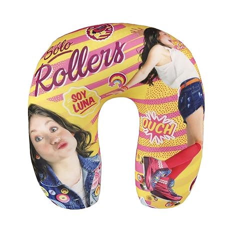 Artesanía Cerdá 2200001844 Cojín para Viaje o Coche, diseño Soy Luna Poliéster, Rosa y