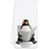 OSLYSOF Funny Penguin Hand Towels for Bathroom Washroom, Penguin Bathroom Decor, Penguins Lover Gifts for Women Men, Funny Polar Animal Penguins Bathrooms Hand Towels, 16x24 Inch