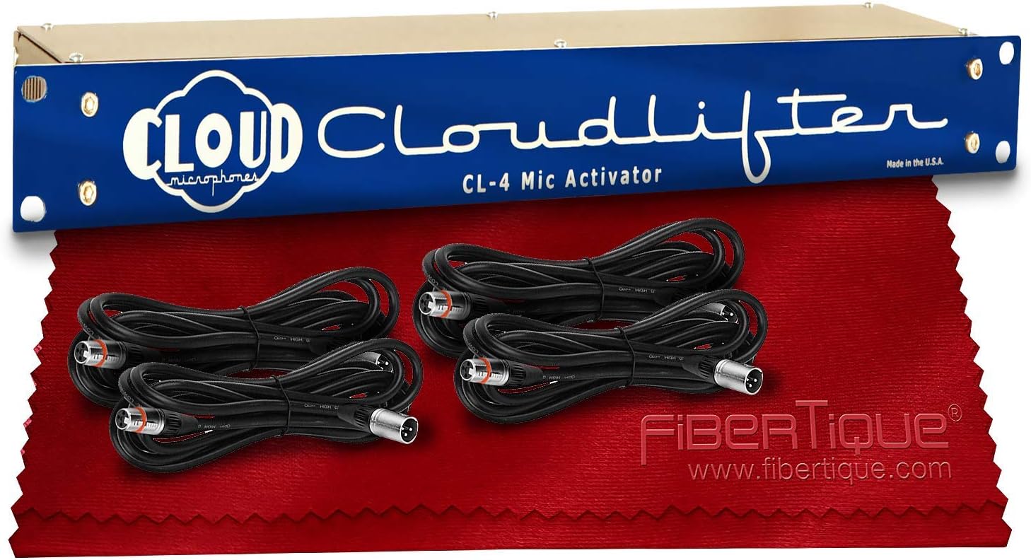 Cloud Microphones Cloudlifter CL-4 4-Channel Rackmount Mic Activator with Xpix Cables Accessory Bundle
