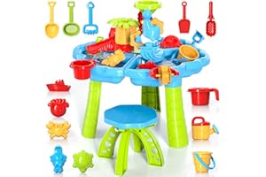 WATUDOU 3 in 1 Water Table for Toddlers 3-5 Years Kids Ages 4-8, Kids Summer Activity Sensory Play Outdoor Beach Backyard Sand Water Table Toys for Toddlers, Birthday Gift Toys for Boys Girls
