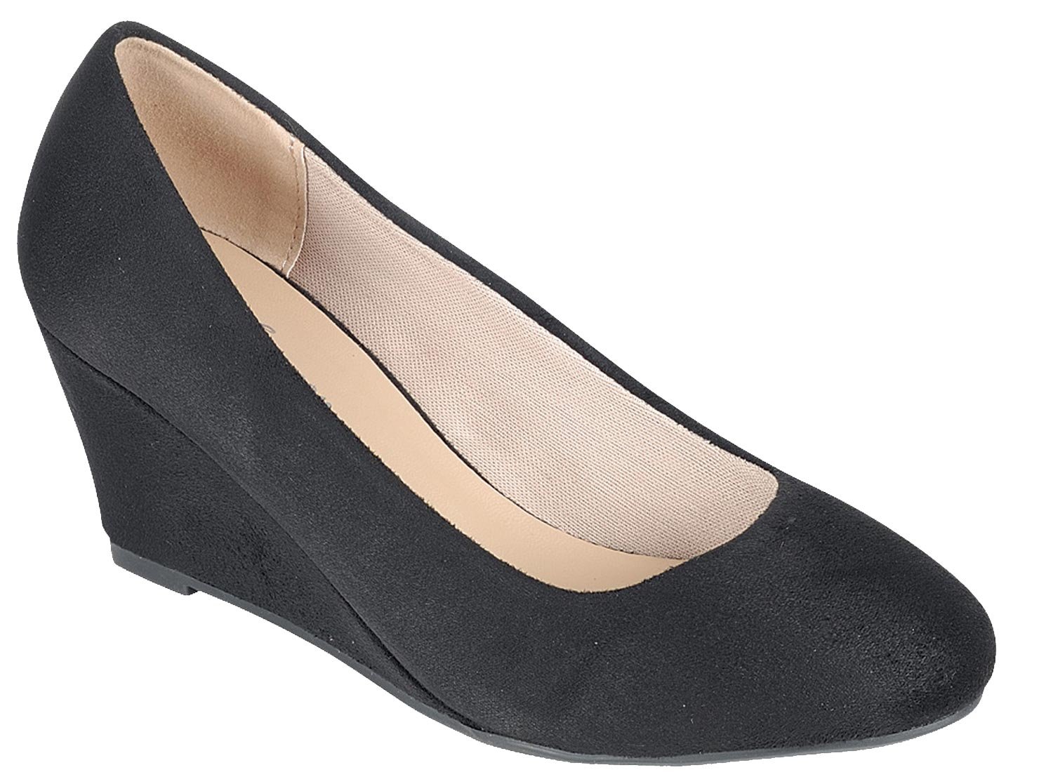 Forever Link Women's Round Toe Wedge Pump (8.5 B(M) US, Black) - Image 3