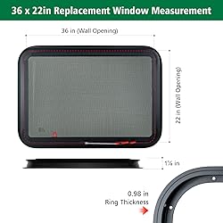 Dulepax RV Exit Window, 36”W x 22” H Tinted