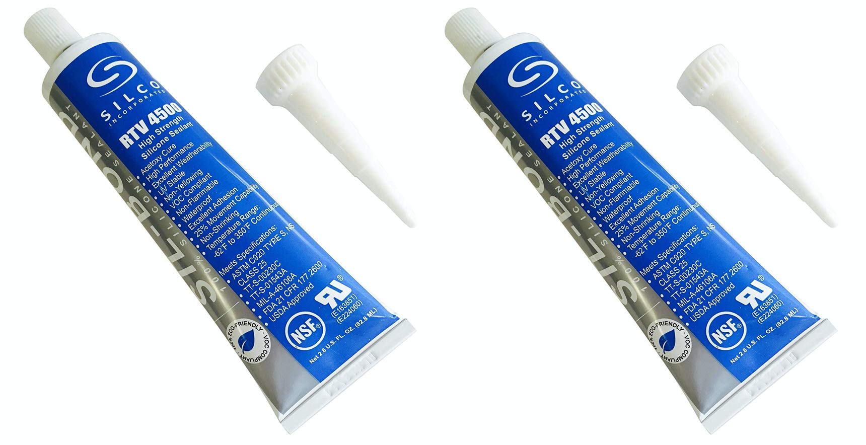 Photo 1 of Silicone RTV 4500 Food Contact Safe High Strength Silicone Sealant, Clear (2.8 FL. Ounce) - 2 Pack