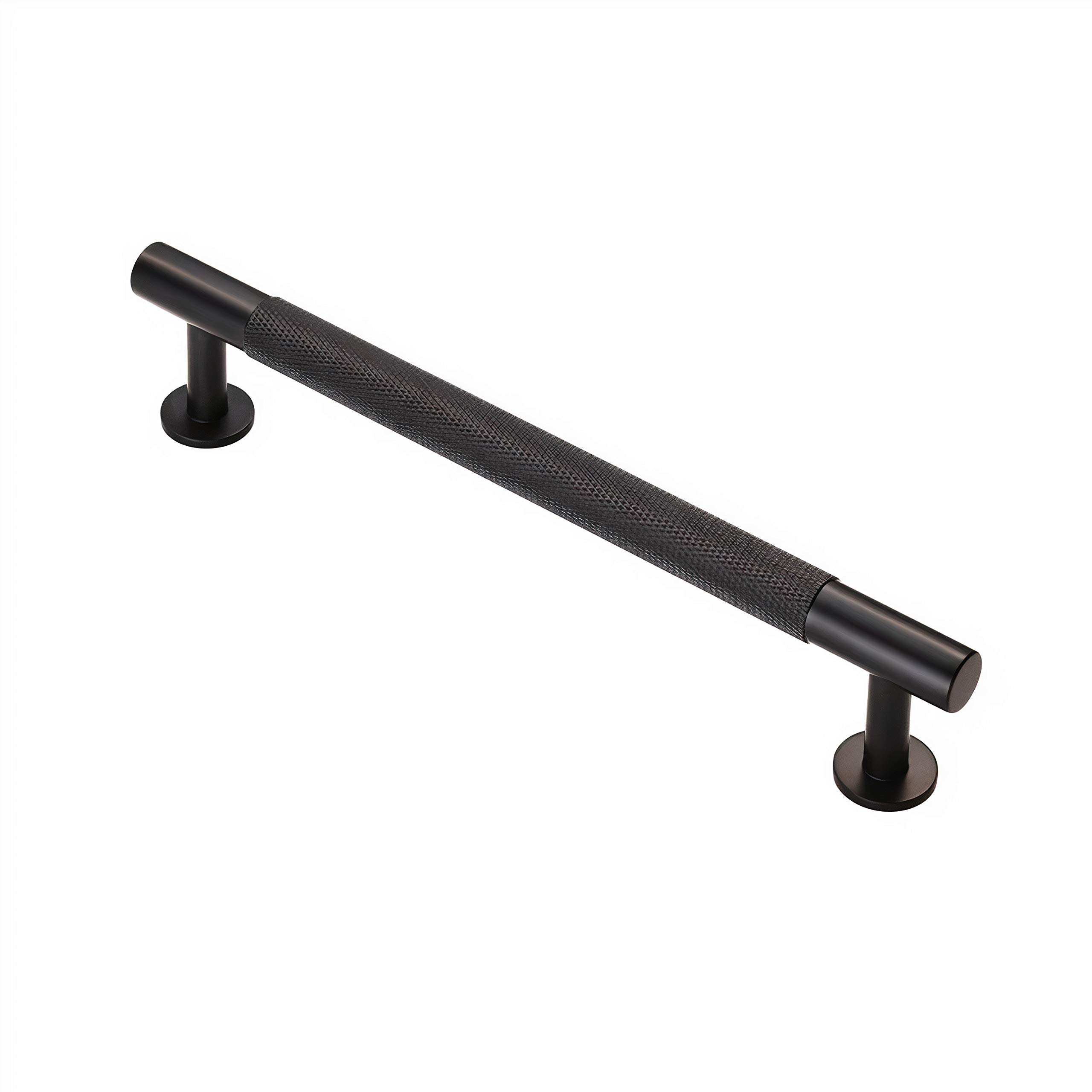 Carlisle Brass Knurled Pull Handle – 160mm Antique Brass Cupboard & Drawer Handle - Matt Black