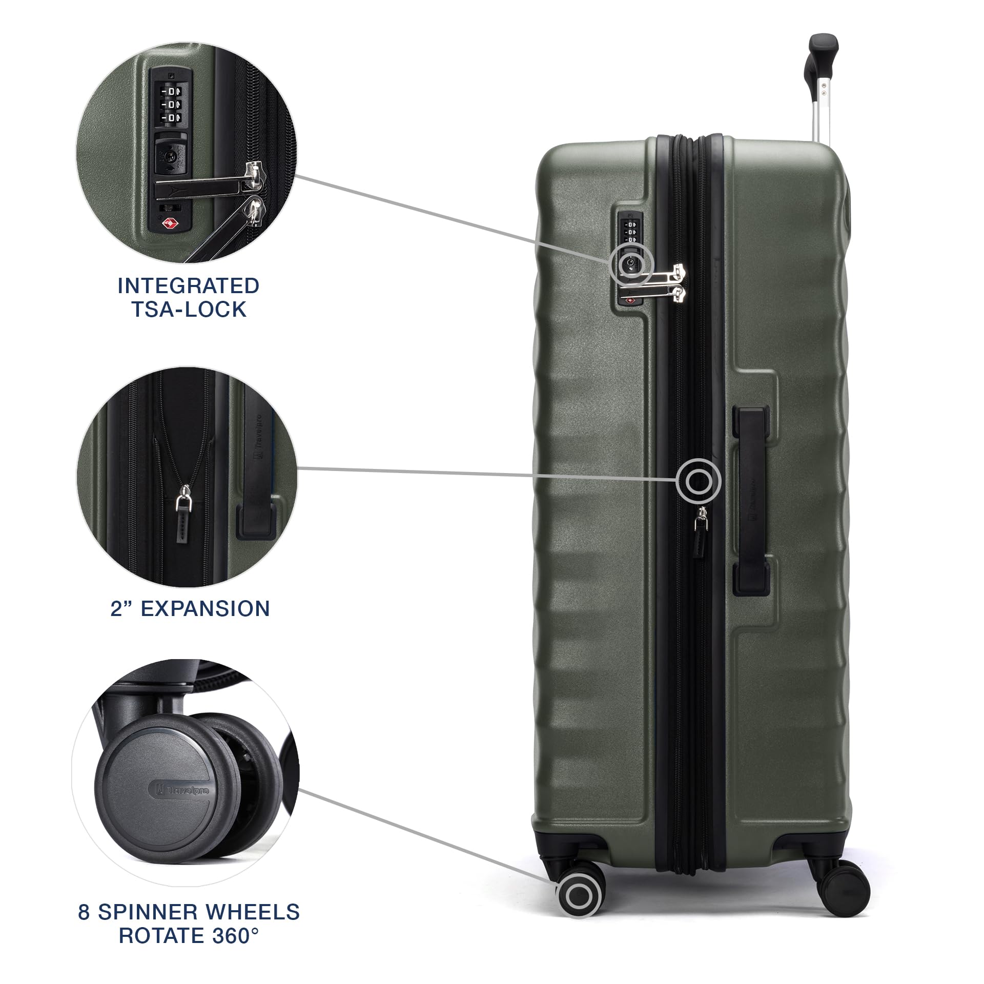 Travelpro Maxlite Air V2 Hardside Expandable Checked Luggage, 8 Spinner Wheels, Lightweight Hard Shell Suitcase, TSA lock, Slate Green, Checked Large 28-Inch