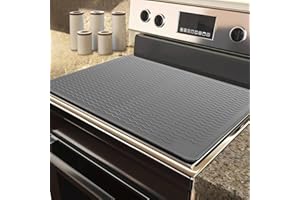 HERZLG LIFE Stove Top Covers for Electric Stove Silicone Stove Top Protector Extra Large 28 x 20 inch Stove Cover, Heat Resistant Glass Cooktop Cover, Foldable Dish Drying Mat for Kitchen-Black (Grey, 28"x20")