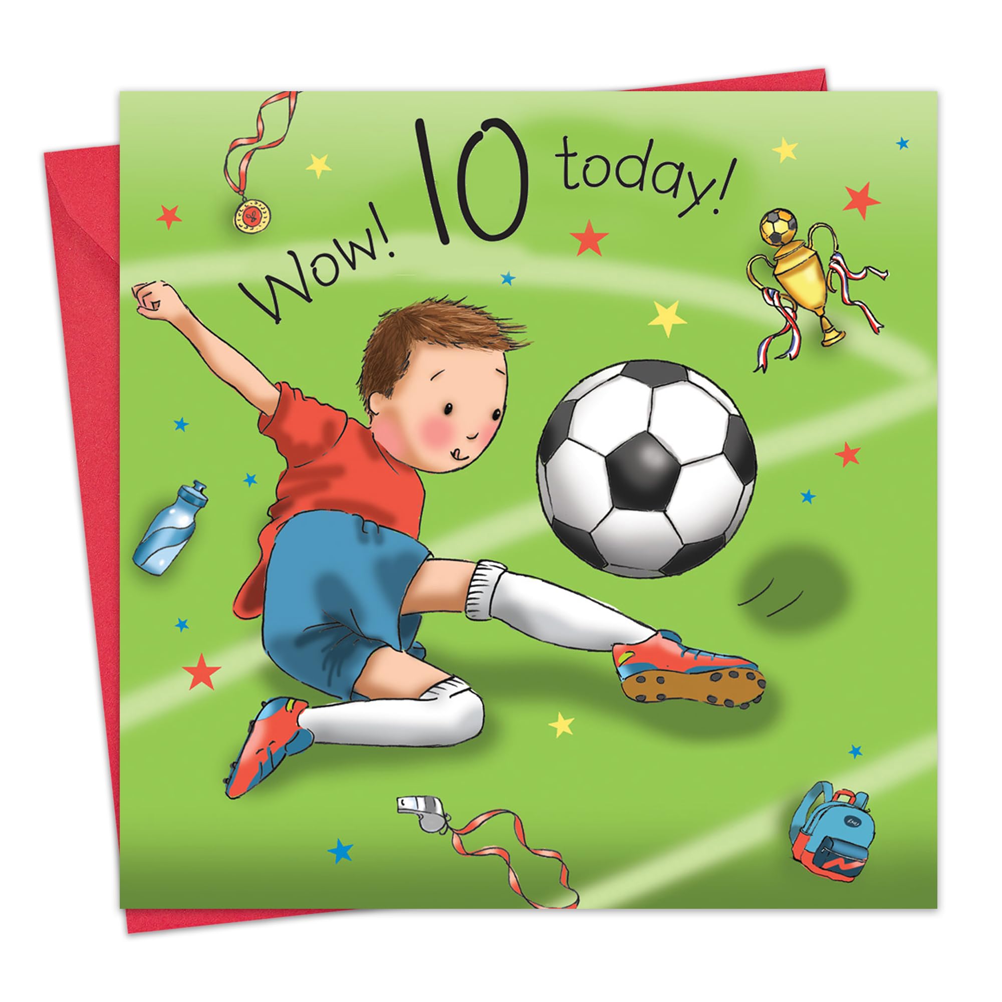 Twizler 10th Birthday Card For Boy with Footballer - Ten Year Old - Age 10 - Childrens Birthday Card - Boys Birthday Card - Happy Birthday Card